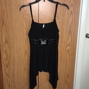 Asymmetrical Black Vintage Camisole/Tank Top